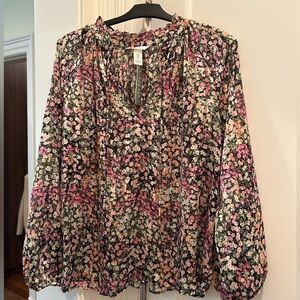 H&M Floral Blouse - Pink, Green, Black